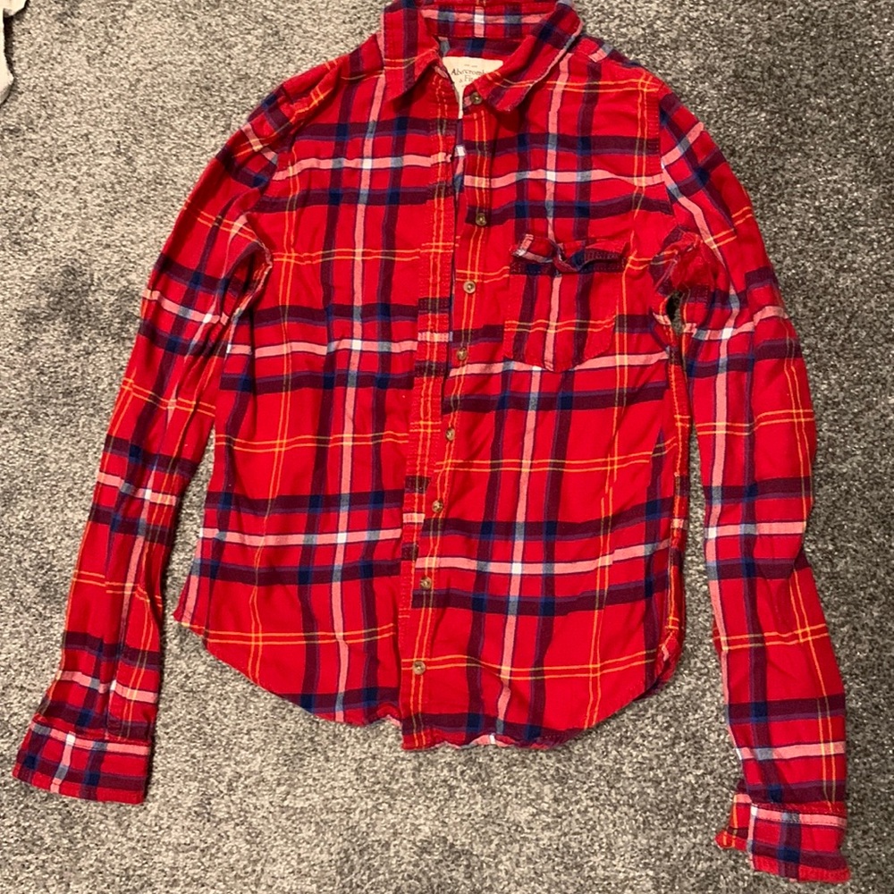 Abercrombie & Fitch Red Plaid Button Down Size S